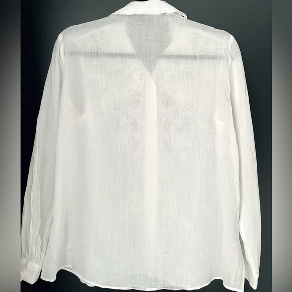 Zara crochet details button down white shirt size S - Picture 3 of 7
